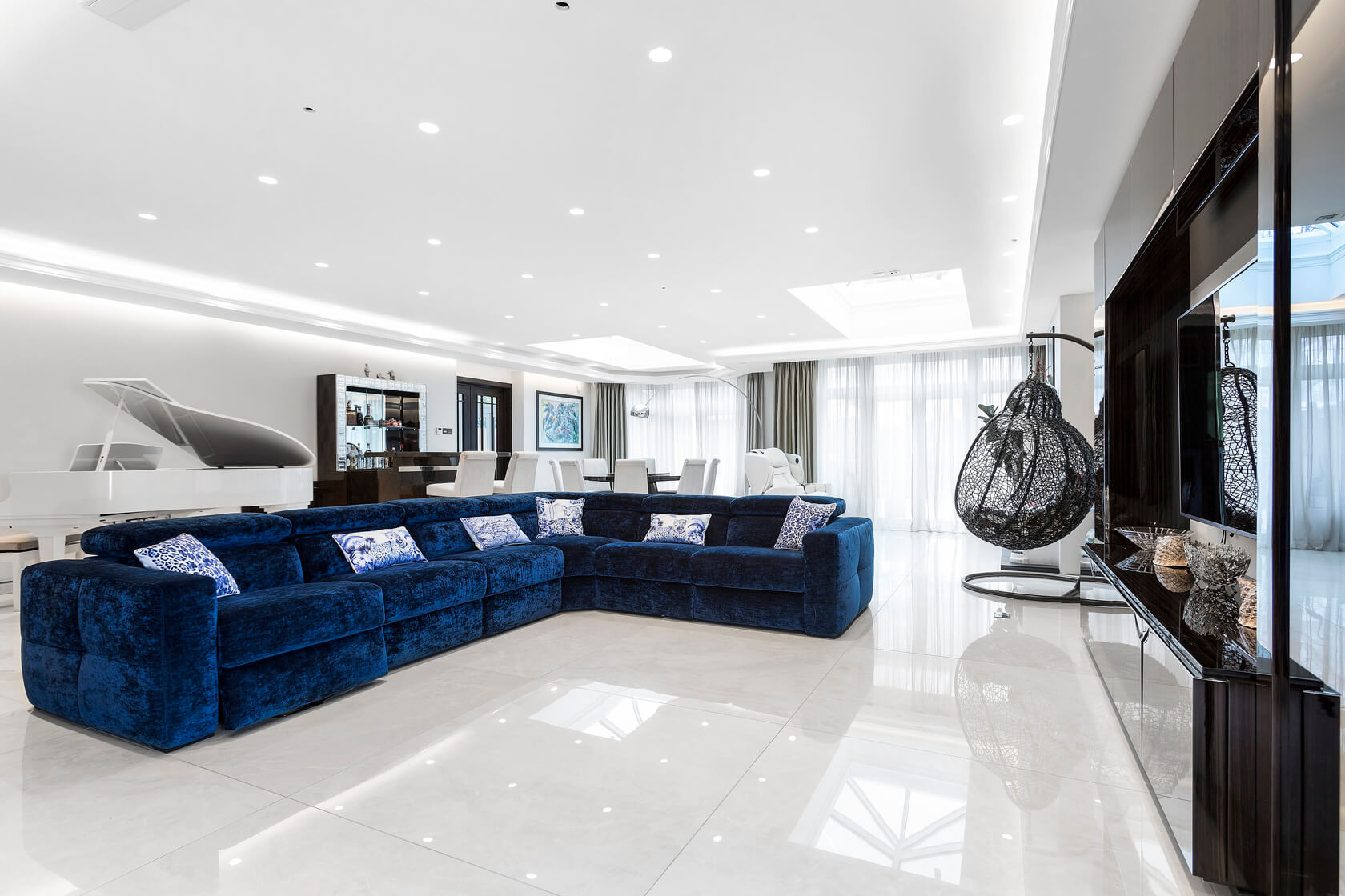 deccori elegant blue sofa lounge